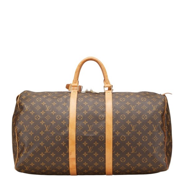 Louis Vuitton Monogram Keepall 55 Boston Bag M41424 Brown PVC Leather Women's... - Picture 1 of 13